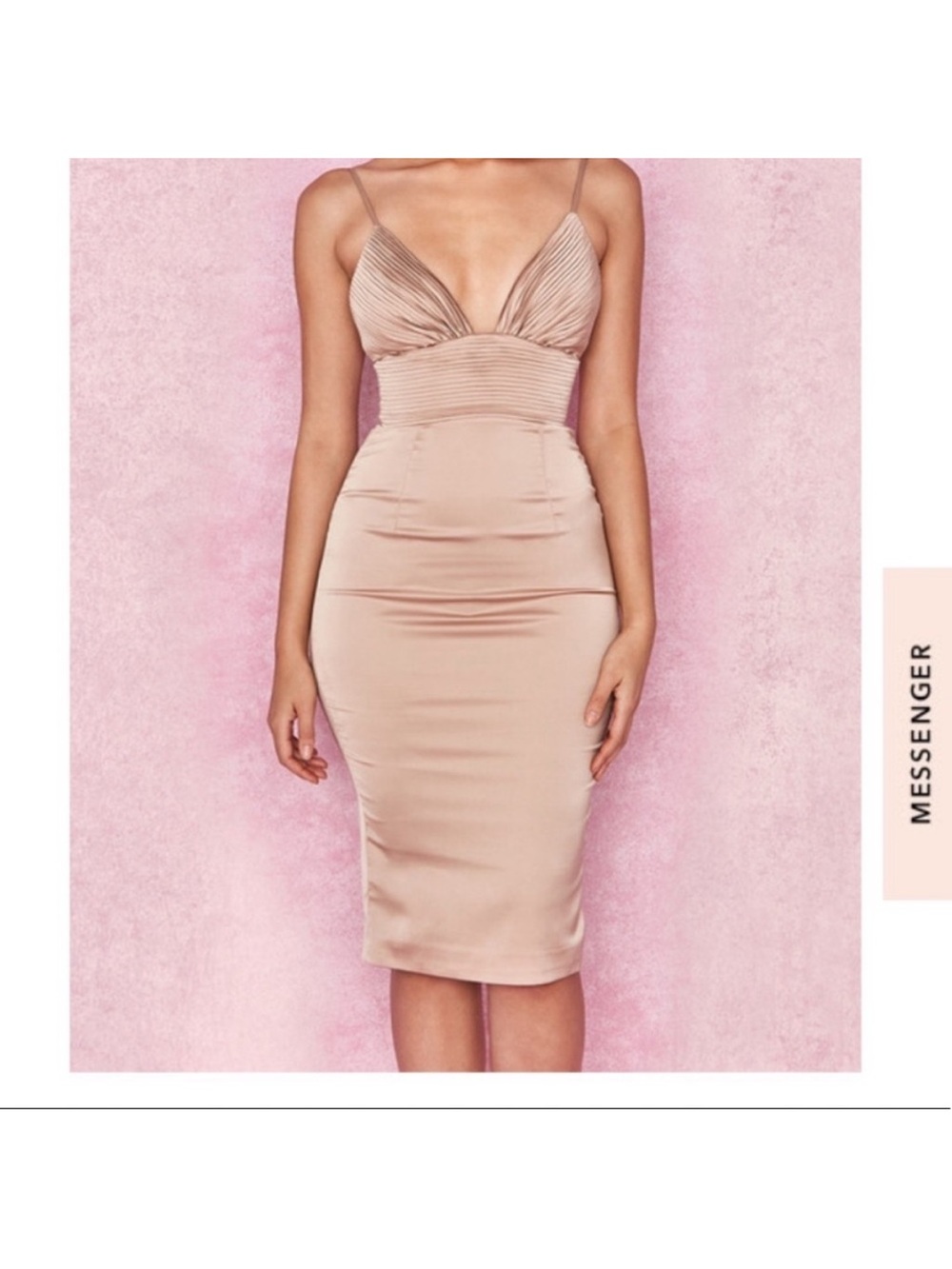 House of CB champagne Satin Strapless Bodycon Dress